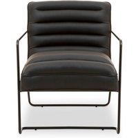 Interiors by PH Industrial Faux Leather Pleat Stitch Armchair Black, Black