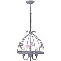 Milagro Chandelier Kago 3 x E14 Grey And Pink, Grey