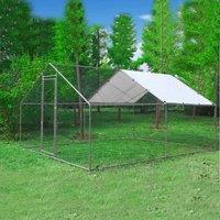 Foxhunter Chicken Run Cage 3X4X2M Crc02 Metal Hammered Silver, Multi