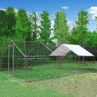 Foxhunter Chicken Run Cage 3X6X2M Crc03 Metal Hammered Silver, Multi