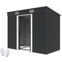 Birchtree Garden Shed Metal Pent Roof 4Ft X 8Ft - Anthracite And White, Black
