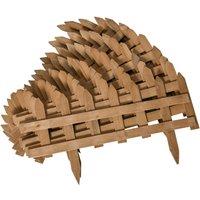 Outsunny Pack Of 12 Wooden Plant Border Fence Garden Fixed Picket Fence Brown, Brown