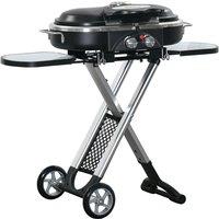 Outsunny Foldable 2 Burner Gas BBQ Grill Trolley, Black