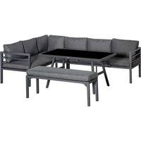 Outsunny 8 Seater Aluminium Garden Dining Sofa Furniture Set With Cushions, Grey