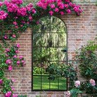 Mirroroutlet Lotus Extra Large Black Rustic Designed Garden Wall Mirror