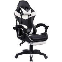 Neo Racing Computer Gaming Office Chair With Footrest, White