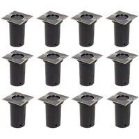 vidaXL Outdoor Ground Lights 12 pcs Square, Silver