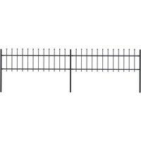 vidaXL Garden Fence With Spear Top Steel 3.4X0.6 M Black, Black