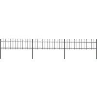 vidaXL Garden Fence With Spear Top Steel 5.1X0.6 M Black, Black