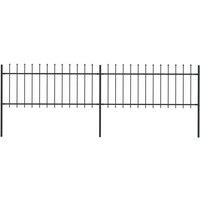 vidaXL Garden Fence With Spear Top Steel 3.4X0.8 M Black, Black