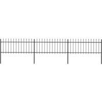 vidaXL Garden Fence With Spear Top Steel 5.1X0.8 M Black, Black