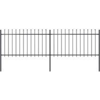 vidaXL Garden Fence With Spear Top Steel 3.4X1 M Black, Black