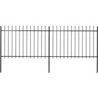 vidaXL Garden Fence With Spear Top Steel 3.4X1.2 M Black, Black