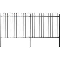 vidaXL Garden Fence With Spear Top Steel 3.4X1.5 M Black, Black