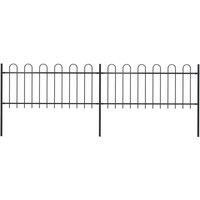 vidaXL Garden Fence With Hoop Top Steel 3.4X0.8 M Black, Black