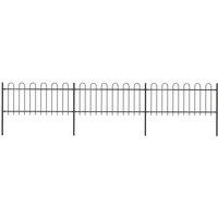 vidaXL Garden Fence With Hoop Top Steel 5.1X0.8 M Black, Black