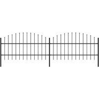 vidaXL Garden Fence With Spear Top Steel (0.75-1)x3.4 M Black, Black