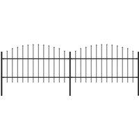 vidaXL Garden Fence With Spear Top Steel (1-1.25)x3.4 M Black, Black