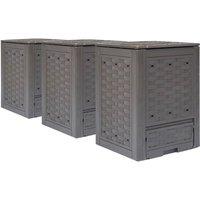 vidaXL Garden Composters 3 Pcs Brown 60X60X83cm 900 L, Brown