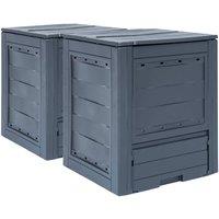 vidaXL Garden Composters 2 Pcs Grey 60X60X73cm 520 L, Grey