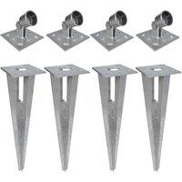 vidaXL Strive Post Spikes 4 Pcs Steel, Silver
