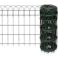 vidaXL Garden Border Fence Powder-coated Iron 10x065 m, Green