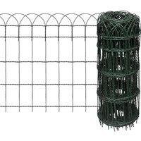vidaXL Garden Border Fence Powder-coated Iron 25x0.65 m, Green