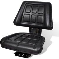 vidaXL Tractor Seat with Backrest Black, Black