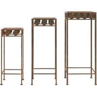 vidaXL Plant Stand Set 3 Pieces Vintage Style Metal Rusty, Orange