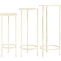 VidaXL Plant Stand Set 3 Pieces Vintage Style Metal Antique White, White