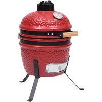 vidaXL 2-in-1 Kamado Barbecue Grill Smoker Ceramic 56 cm Red, Red