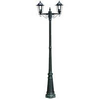vidaXL Garden Light Post 2-arms 215 cm Dark Green/Black Aluminium, Green
