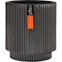 Capi Europe Vase Cylinder Groove 15X17Cm Black Planter Pot, Black