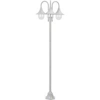 vidaXL Garden Post Light E27 220 cm Aluminium 3-Lantern White, White