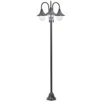 vidaXL Garden Post Light E27 220 cm Aluminium 3-Lantern Bronze, Brown