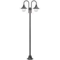 vidaXL Garden Post Light E27 220 cm Aluminium 2-Lantern Bronze, Brown