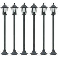 vidaXL Garden Post Lights 6 pcs E27 110 cm Aluminium Dark Green, Green