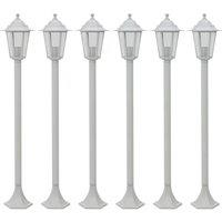 vidaXL Garden Post Lights 6 pcs E27 110 cm Aluminium White, White