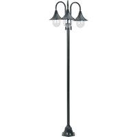 vidaXL Garden Post Light E27 220 cm Aluminium 3-Lantern Dark Green, Green