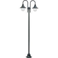 vidaXL Garden Post Light E27 220 cm Aluminium 2-Lantern Dark Green, Green