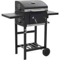 vidaXL Charcoal-Fueled BBQ Grill with Bottom Shelf Black, Black