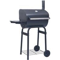 vidaXL Charcoal BBQ Grill Smoker With Bottom Shelf - Black