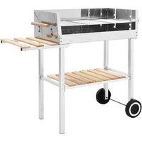 vidaXL Xxl Trolley Charcoal BBQ Grill Stainless Steel With 2 Shelves