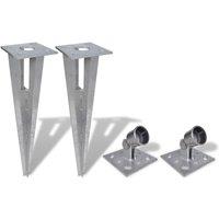vidaXL Strive Post Spikes 2 Pcs Steel, Silver