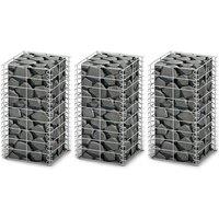 vidaXL Gabion Set 3 pcs Galvanised Wire 25 x 25 x 50 cm, Silver