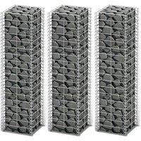 vidaXL Gabion Set 3 pcs Galvanised Wire 25 x 25 x 100 cm, Silver