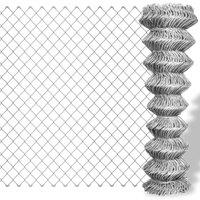 vidaXL Chain Link Fence Galvanised Steel 15X1.25 M Silver, Silver
