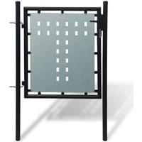 vidaXL Black Single Door Fence Gate 100 X 125cm, Black