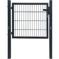 vidaXL 2D Fence Gate (single) Anthracite Grey 106 X 130cm, Grey