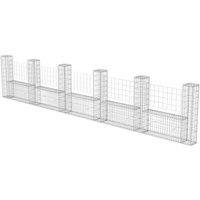 vidaXL Gabion Basket U-Shape Galvanised Steel 570x20x100 cm, Silver